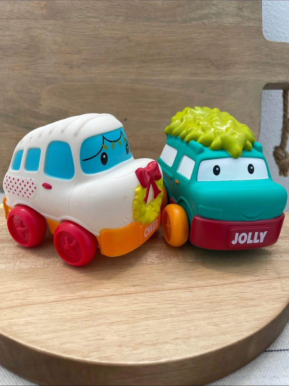 SALE! Infintino Cheer & Jolly Holiday Push Cars - White and Teal Set